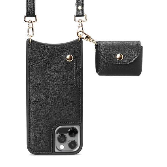 Kique Other - KIQUE Crossbody Phone Case and Wallet for iPhone 11 Pro Faux Black Leather